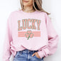 Vintage Lucky, Collegiate, Varsity, Stripes, St Patrick's Day, Shamrock, Clover, Lucky, Leprechaun Sweatshirt