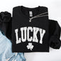 Vintage Lucky, Collegiate, Varsity, St Patrick's Day, Shamrock, Clover, Lucky, Leprechaun Sweatshirt