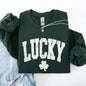 Vintage Lucky, Collegiate, Varsity, St Patrick's Day, Shamrock, Clover, Lucky, Leprechaun Sweatshirt