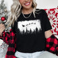 Vintage Pine Tree Christmas Silhouette, Santa, Reindeer, Sleigh Super Soft Tshirt