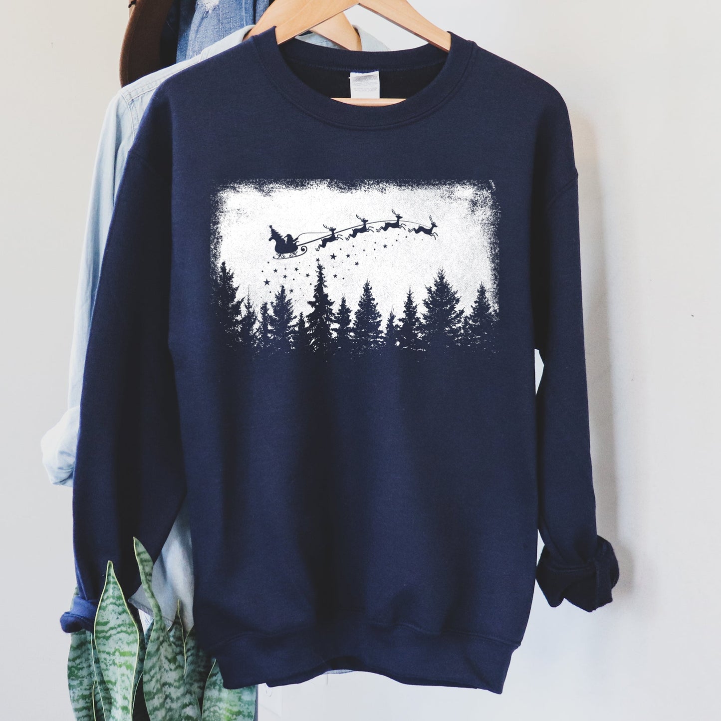 Vintage Pine Trees Christmas Silhouette Sweatshirt
