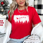 Vintage Pine Tree Christmas Silhouette, Santa, Reindeer, Sleigh Super Soft Tshirt