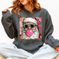 Vintage Santa, Sketched, Christmas, Bubble Gum, Cute Sweatshirt