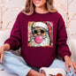 Vintage Santa, Sketched, Christmas, Bubble Gum, Cute Sweatshirt