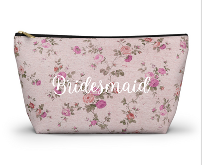 Customizable: Floral Accessory Pouch, Makeup Bag, Travel Organizer, Gift for Her, Pink Floral Bag, Cosmetic Case, Everyday Essentials