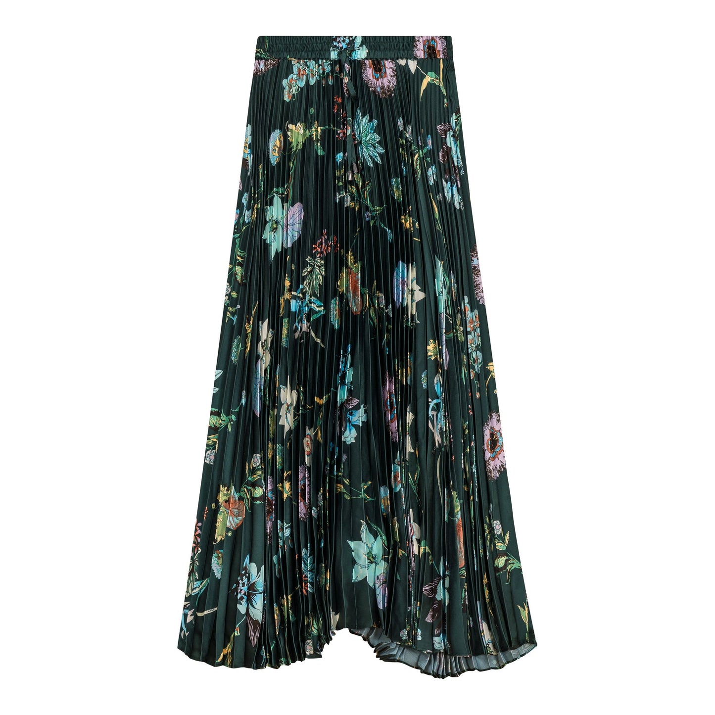 Accordian Pleated Printed Midi Skirt