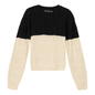 Cropped 2 Tone Cable Knit Sweater