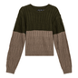 Cropped 2 Tone Cable Knit Sweater