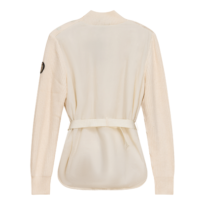 Cable knit Quilt Sweater With Belt