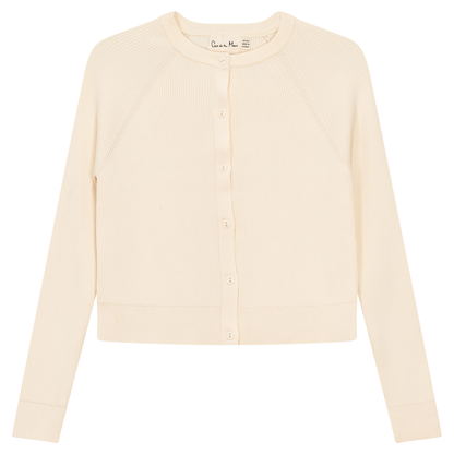 Cropped Ribbed Knit Cardigan