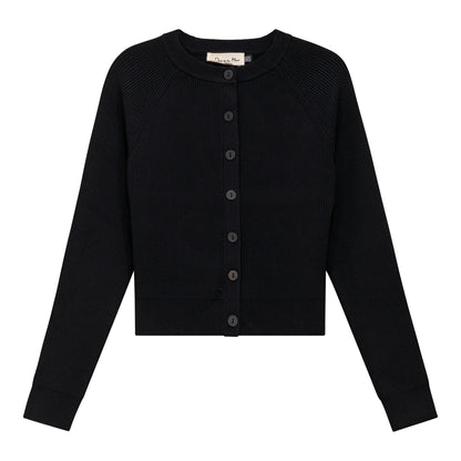 Cropped Ribbed Knit Cardigan