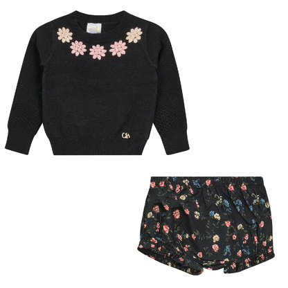 Flower Print Embroidered Set