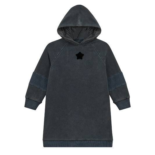 Distressed French Fleece Hooded Dress