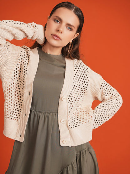 Crochet Knitted Crop Cardigan