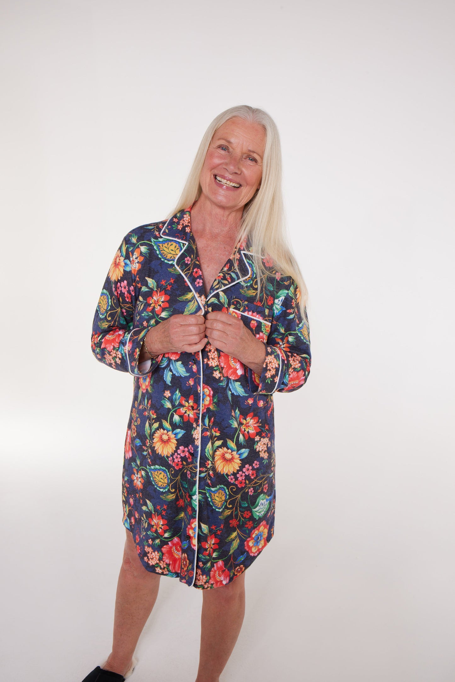 Cecilia Pajama Magnetic Dress in Blue Floral