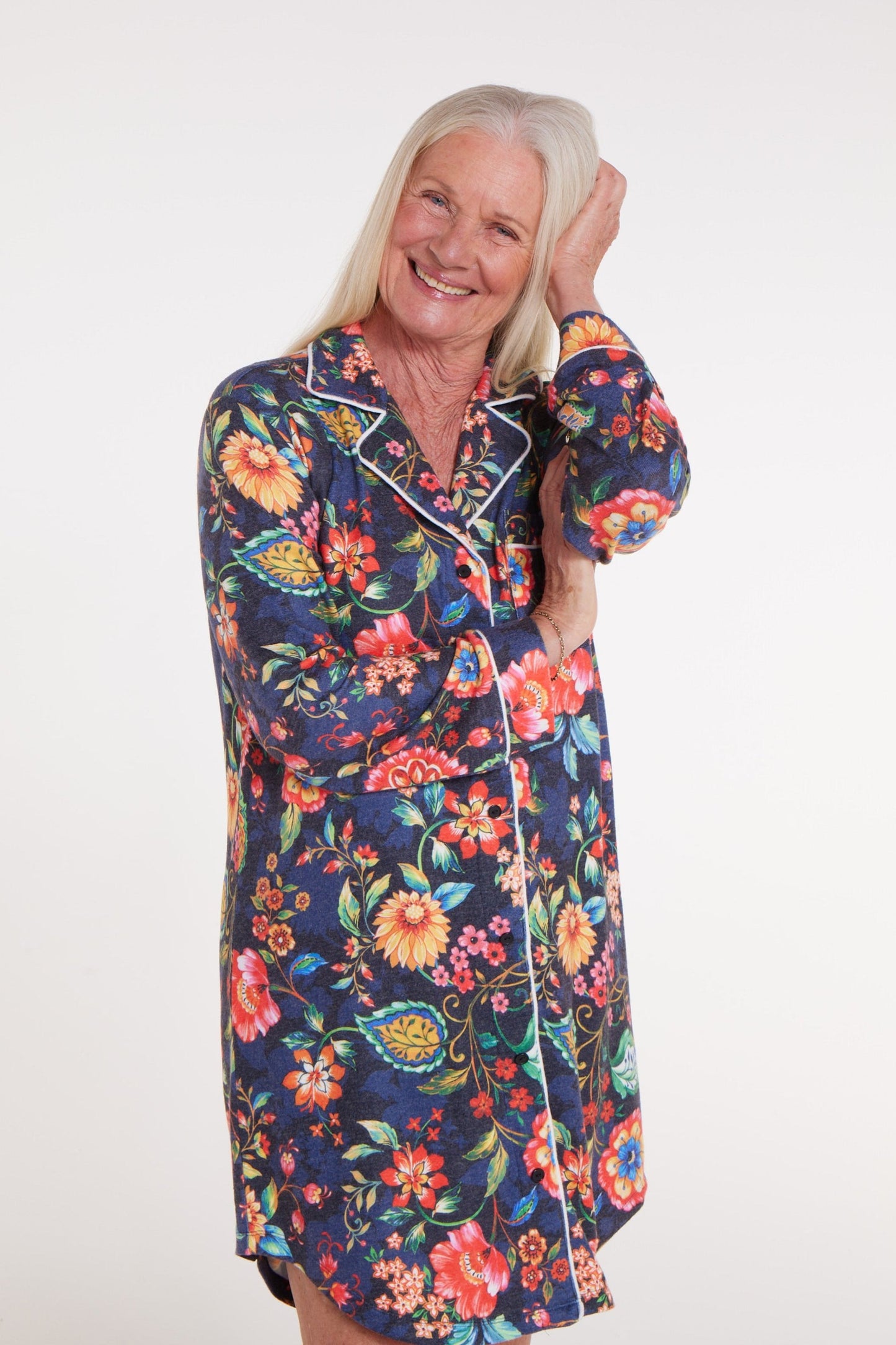 Cecilia Pajama Magnetic Dress in Blue Floral