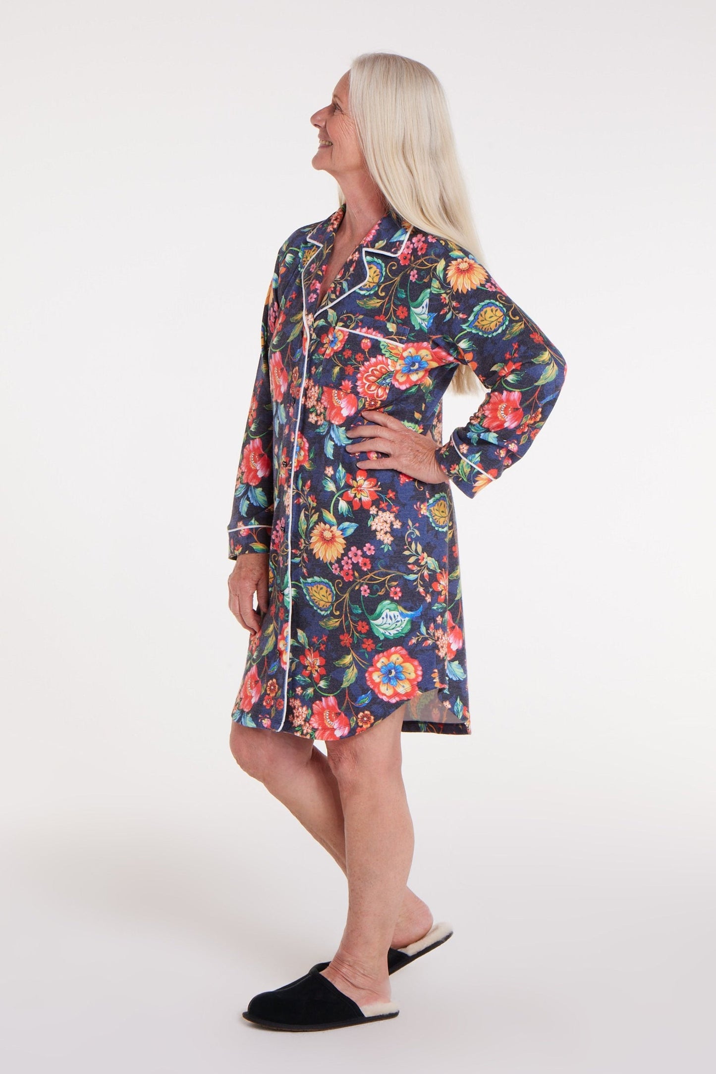 Cecilia Pajama Magnetic Dress in Blue Floral