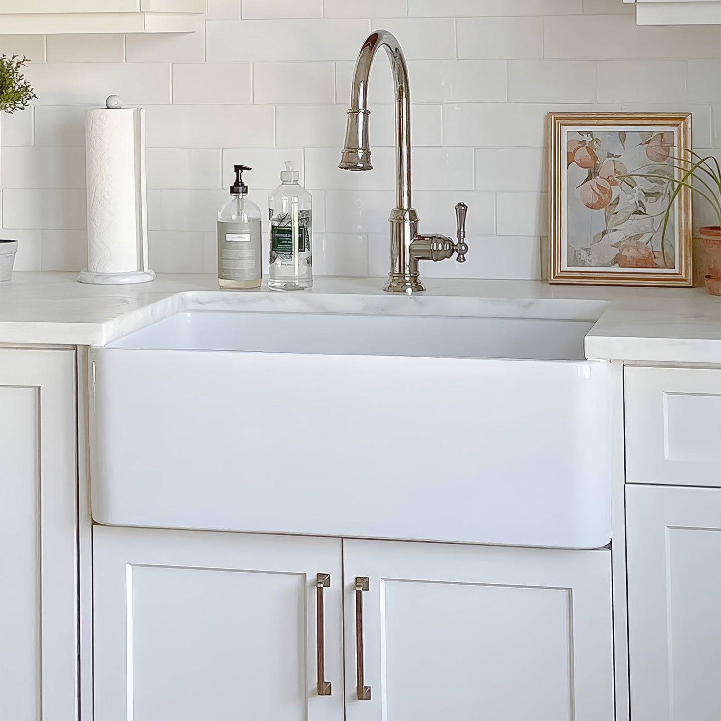 Farmhaus Fireclay Duet Series Reversible Sink with Smooth Front Apron