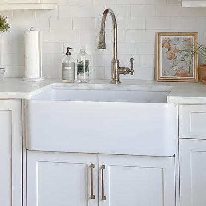 Farmhaus Fireclay Duet Series Reversible Sink with Smooth Front Apron