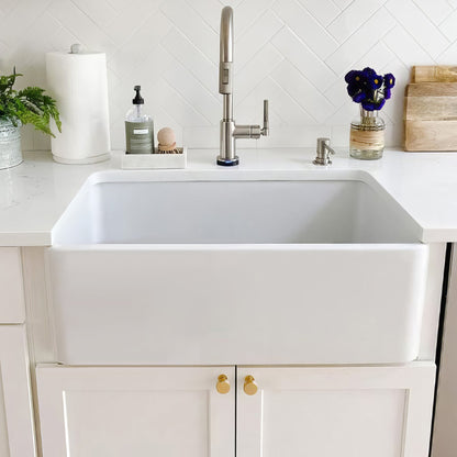 Farmhaus Fireclay Duet Series Reversible Sink with Smooth Front Apron