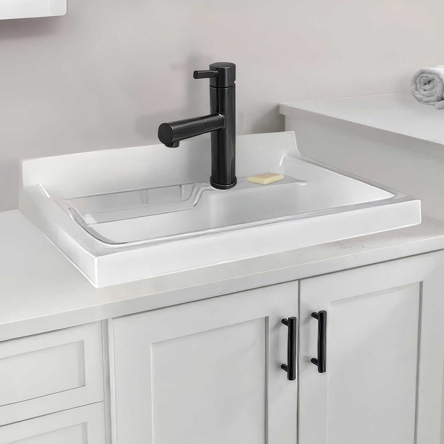 Vitreous China Single Bowl, Drop-in Sink with Wire Basket and 3 ½ Inch Off Center Drain