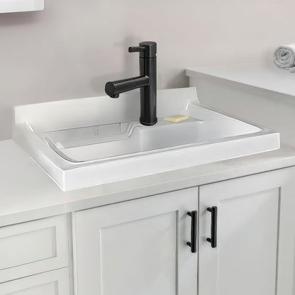 Vitreous China Single Bowl, Drop-in Sink with Wire Basket and 3 ½ Inch Off Center Drain
