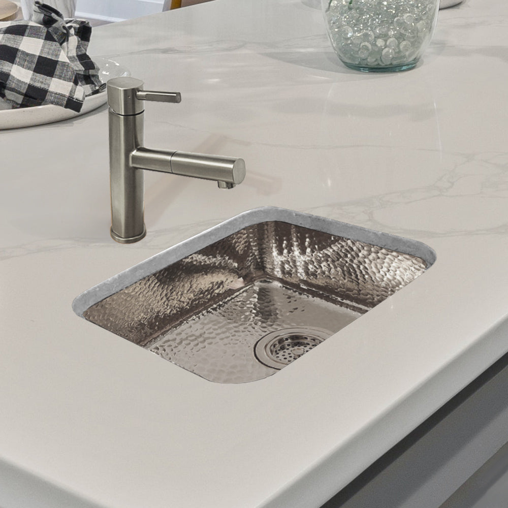 Rectangular Undermount Entertainment/Prep Sink with a Hammered Texture Surface