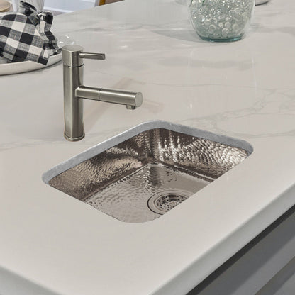 Rectangular Undermount Entertainment/Prep Sink with a Hammered Texture Surface