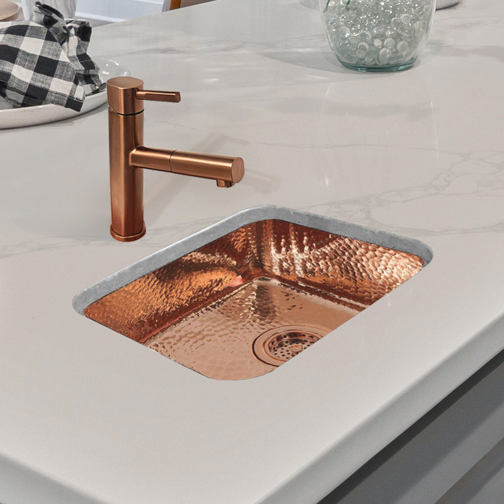 Rectangular Undermount Entertainment/Prep Sink with a Hammered Texture Surface