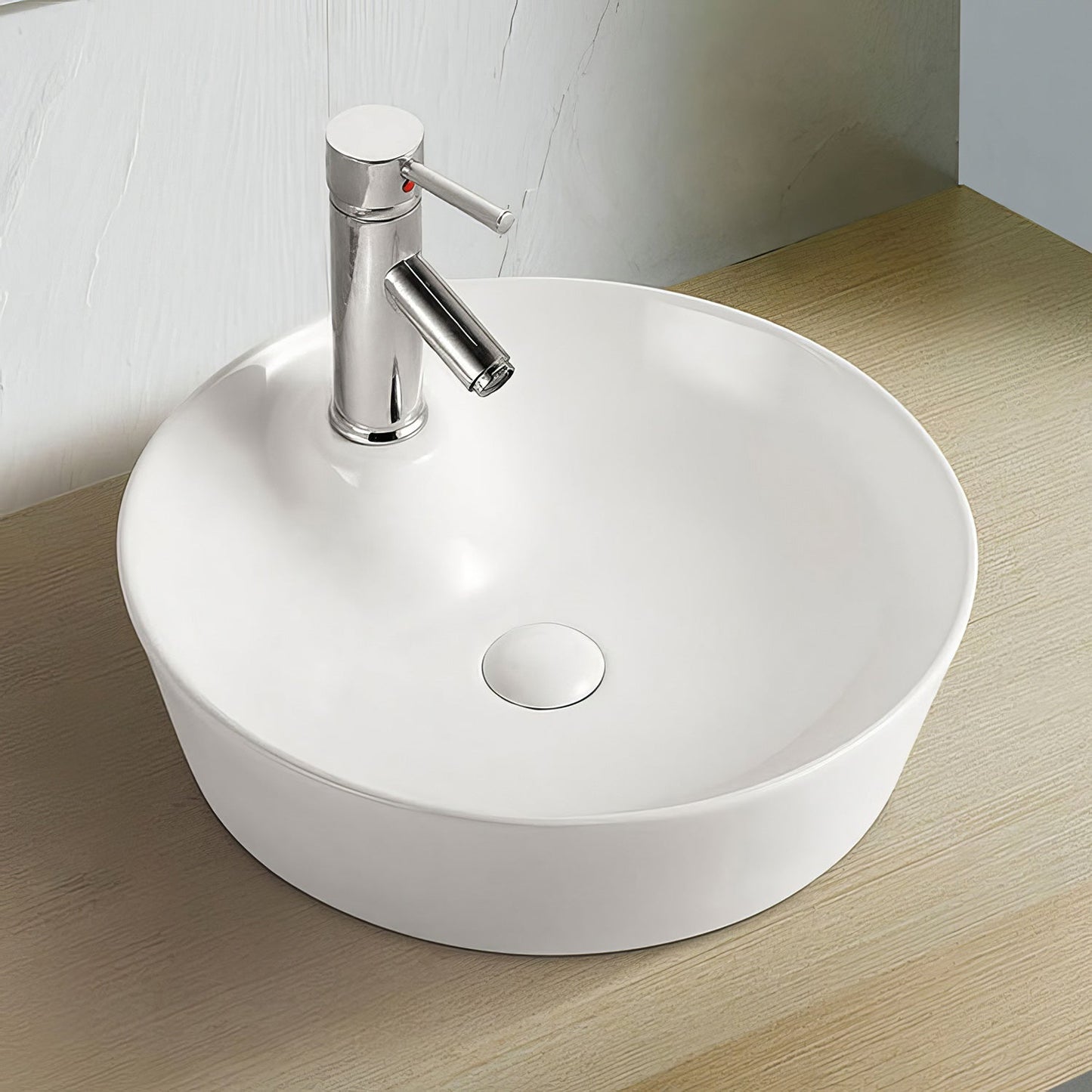 Isabella Plus Collection Round Above Mount Basin with Single Faucet Hole and Center Drain