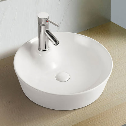 Isabella Plus Collection Round Above Mount Basin with Single Faucet Hole and Center Drain