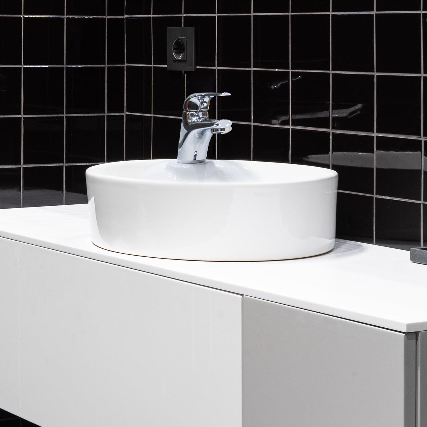 Isabella Plus Collection Round Above Mount Basin with Single Faucet Hole and Center Drain