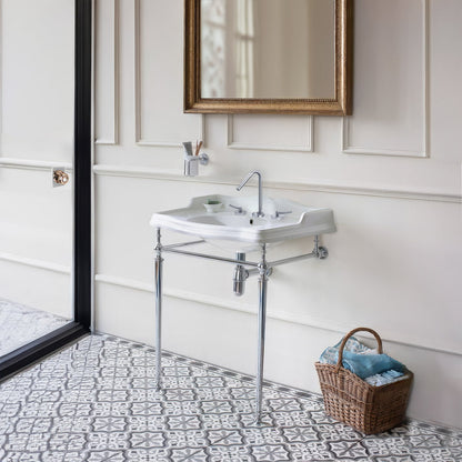 Metrohaus Lavatory Widespread Faucet with 45-Degree Swivel Spout, Pop-up Waste and  Lever Handles