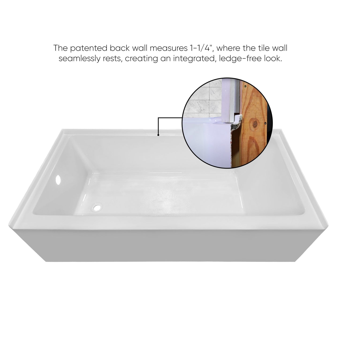 ALCOVE SOAKING BATHTUB WITH DRAIN HOLE OPTIONS