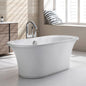 Bathhaus Oval Double Ended Freestanding Lucite Acrylic Bathtub with a Chrome Mechanical Pop-up Waste and Chrome Center Drain with Internal Overflow