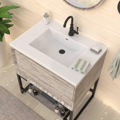 31" Countertop Vanity Sink with Integrated Rectangular Bowl