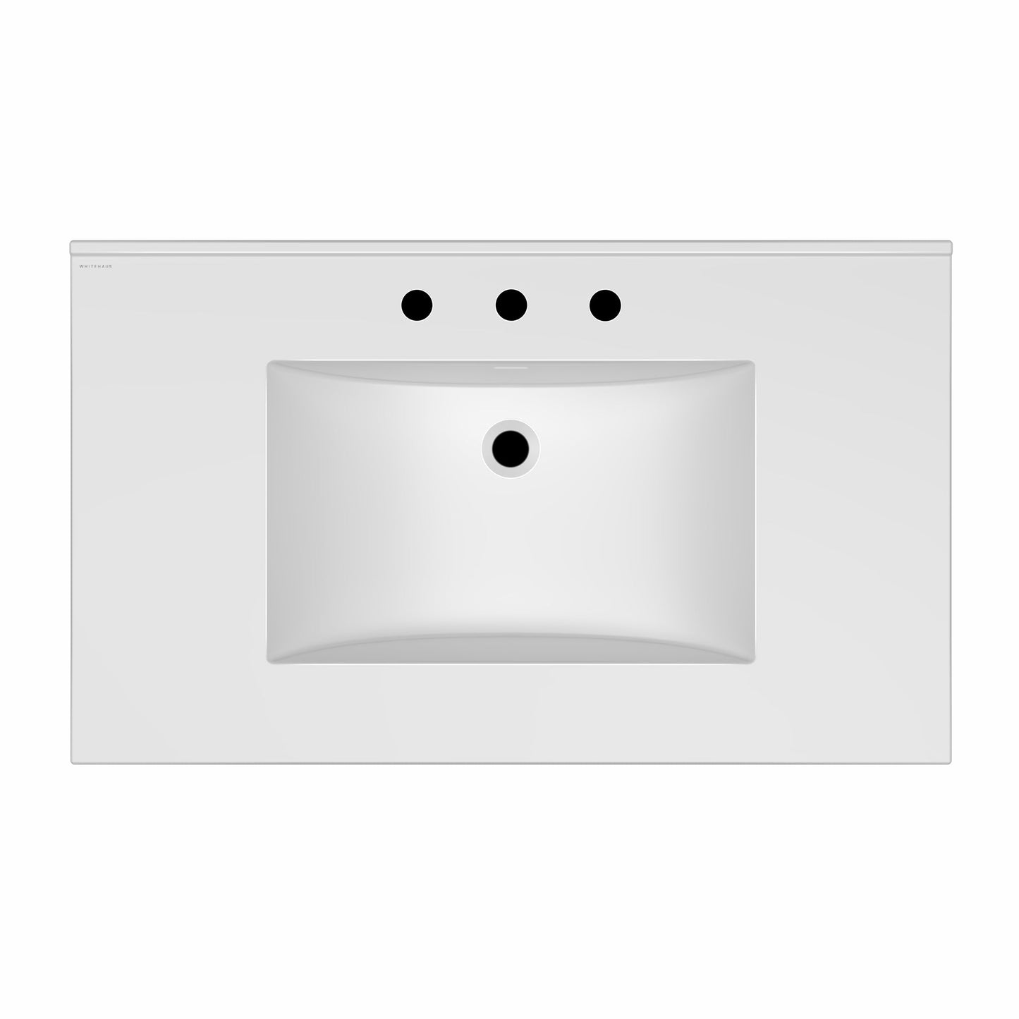 37" Countertop Vanity Sink with Integrated Rectangular Bowl, Single Faucet Drilling and Overflow