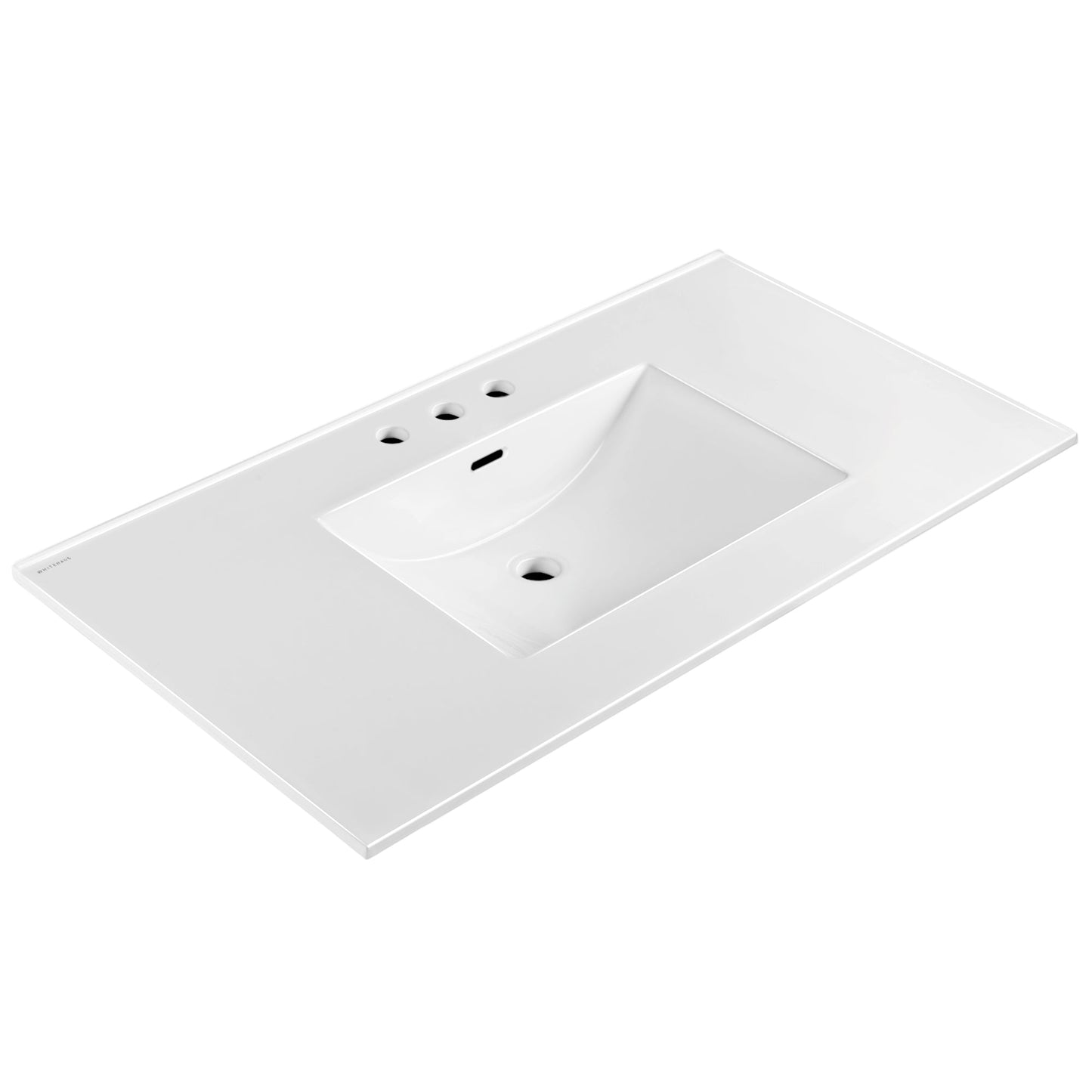 43" Countertop Vanity Sink with Integrated Rectangular Bowl, Single Faucet Drilling and Overflow