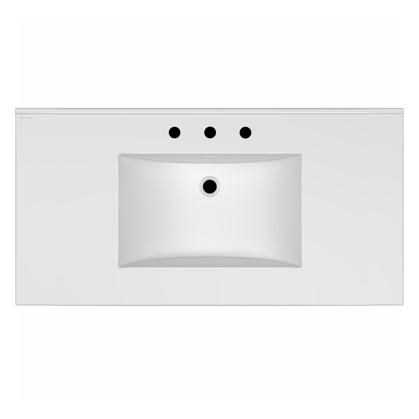 43" Countertop Vanity Sink with Integrated Rectangular Bowl, Single Faucet Drilling and Overflow