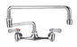 Wall Mount Utility Faucet with Double Jointed Retractable Swing Spout and Lever Handles