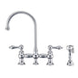 Vintage III Plus Bridge Faucet with Long Gooseneck Swivel Spout, Lever Handles and Solid Brass Side Spray