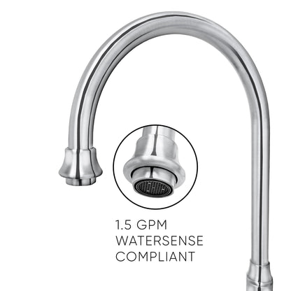Vintage III Plus Bridge Faucet with Long Gooseneck Swivel Spout, Lever Handles and Solid Brass Side Spray
