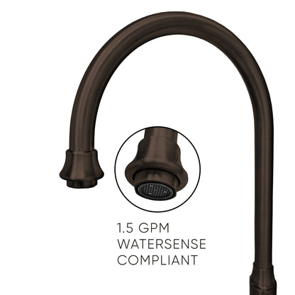 Vintage III Plus Bridge Faucet with Long Gooseneck Swivel Spout, Lever Handles and Solid Brass Side Spray