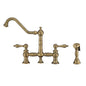 Vintage III Plus Bridge Faucet with Long Traditional Swivel Spout, Lever Handles and Solid Brass Side Spray
