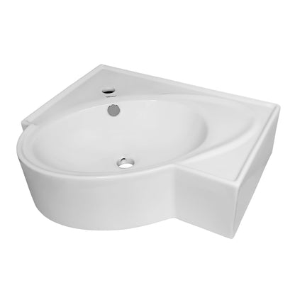 Isabella Collection Rectangular Wall Mount Bathroom Basin with an Integrated Oval Bowl, Overflow, Single Faucet Hole and Rear Center Drain