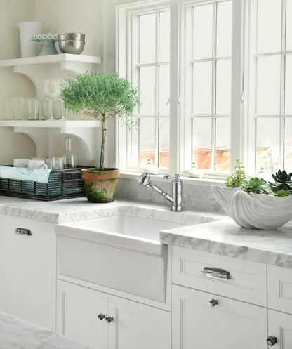 Vintage III Plus single hole, single lever faucet with a pull-out spray head