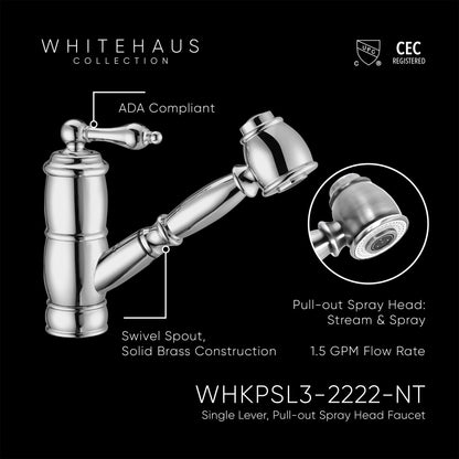 Vintage III Plus single hole, single lever faucet with a pull-out spray head