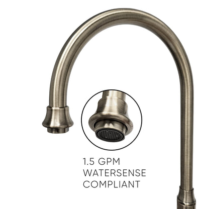 Vintage III Plus Wall Mount Faucet with a  Long Gooseneck Swivel Spout, Cross Handles and Solid Brass Side Spray