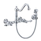 Vintage III Plus Wall Mount Faucet with a  Long Traditional Swivel Spout, Lever Handles and Solid Brass Side Spray