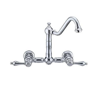 Vintage III Plus Wall Mount Faucet with a  Long Traditional Swivel Spout, Lever Handles and Solid Brass Side Spray